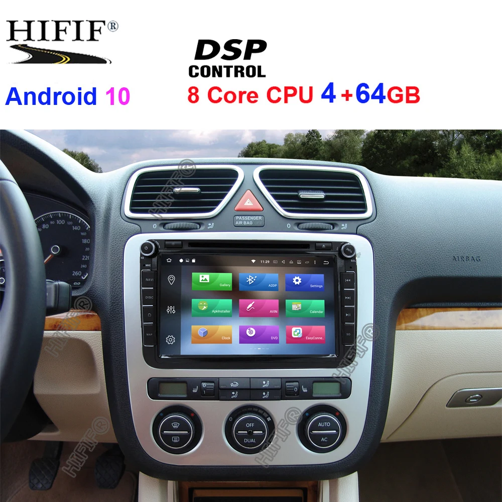 DSP 2 din 8 ''Восьмиядерный Android 10 автомобильный dvd плеер GPS для VW Passat CC Polo GOLF 5 6 Touran EOS