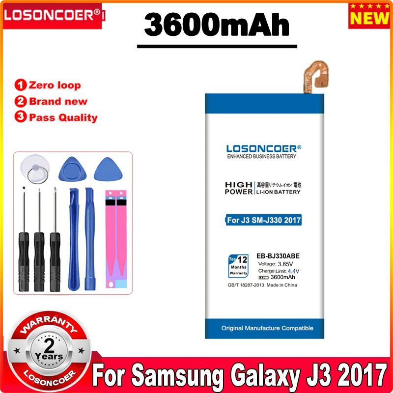 Аккумулятор для телефона LOSONCOER EB-BJ330ABE 3600 мАч Samsung GALAXY J3 2017 SM-J330 J3300 J330F Edition батареи +