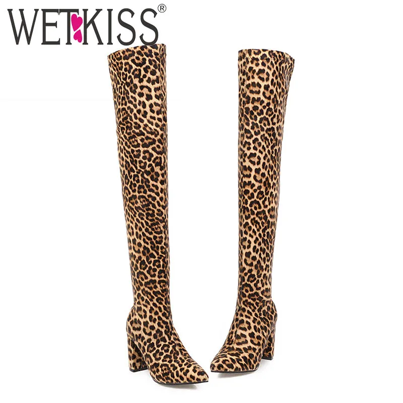 WETKISS Stretch Leopard Boots Women Over The Knee Boot Female High Heels Shoes Ladies Pointed Toe Party Shoes Big Size 48
WETKISS Stretch Leopard Boots Women Over The Knee Boot Female High Heels Shoes Ladies Pointed Toe Party Shoes Big Size 48
