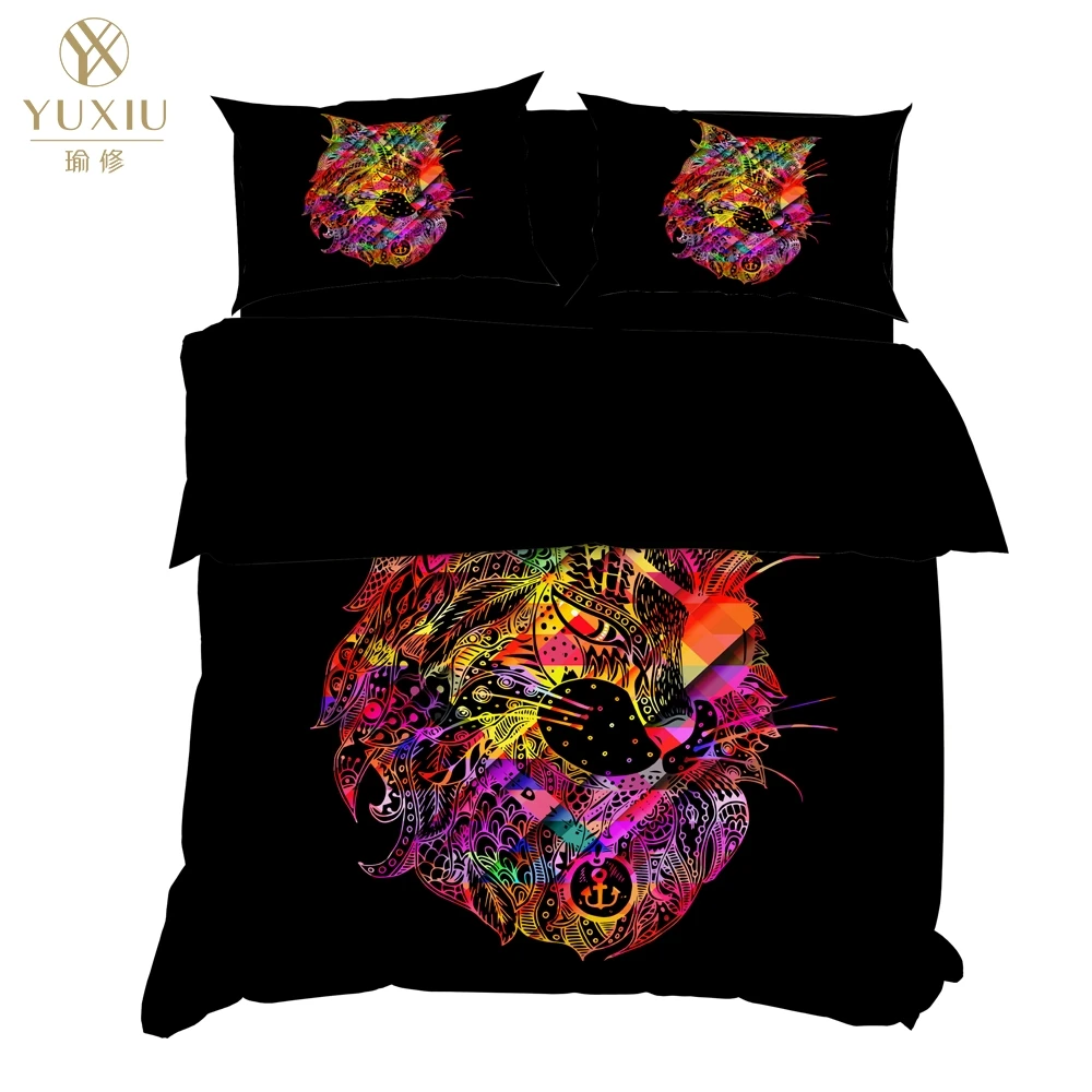 

YuXiu3D Digital Printing Duvet Covers 3-Pieces set Black Bedding Set Bed Linen Cover and Pillowcase(s) King Queen Full Twin size