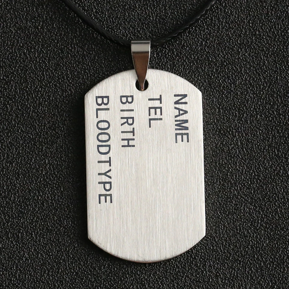 Dog Tag Necklace DogTag NameTag Military Army Nameplate Engraved ID Name Silver Pendant Stainless Steel Jewelry Men Wholesale
Dog Tag Necklace DogTag NameTag Military Army Nameplate Engraved ID Name Silver Pendant Stainless Steel Jewelry Men Wholesale