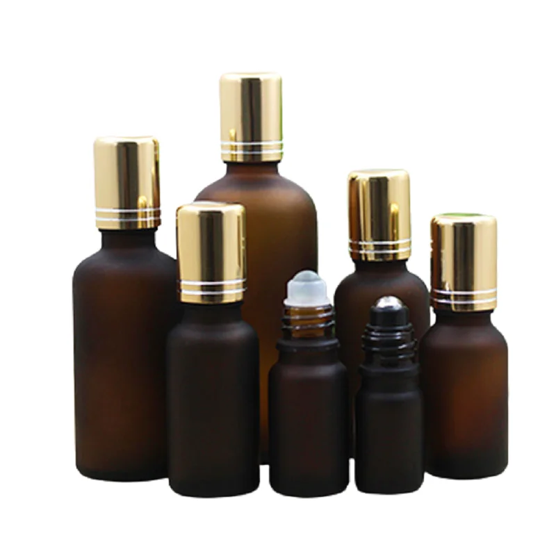5ml~100ML Roll On Bottles For Essential Oils Matte Amber Aromatherapy Massage Bottle Gold Lid Refillable Perfume Roller | Красота и