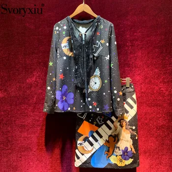 Svoryxiu Runway Autumn Vintage Skirt Suit Women's Long Sleeve Pearl Brooch Blouse + Diamond Skirts Angel Starry Sky Print Set
Svoryxiu Runway Autumn Vintage Skirt Suit Women's Long Sleeve Pearl Brooch Blouse + Diamond Skirts Angel Starry Sky Print Set
