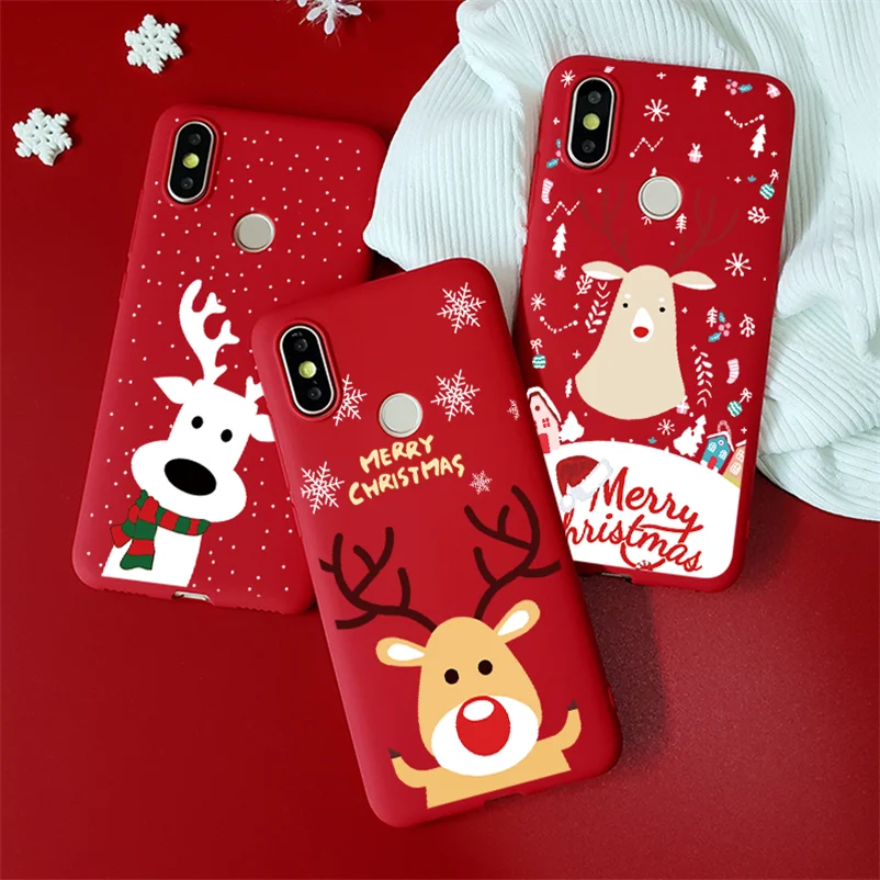 Красный матовый Рождество чехол для Xiaomi Mi 8 Lite 9 SE 9T A3 A1 5X A2 CC9 CC9e F1 Redmi 7 6A 7A S2 K20