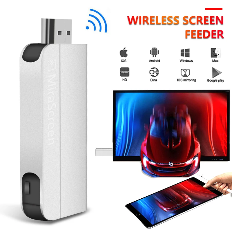 

Mirascreen K2 Screen Mirroring Display Receiver 1080P HD 2.4G Wifi TV Stick Wireless HDMI Dongle Miracast Airplay DLNA Anycast