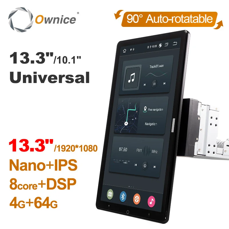 13 3 дюймов Android 10 0 Ownice авто поворотный 1 1920*1080 IPS Nano универсальный автомобильный