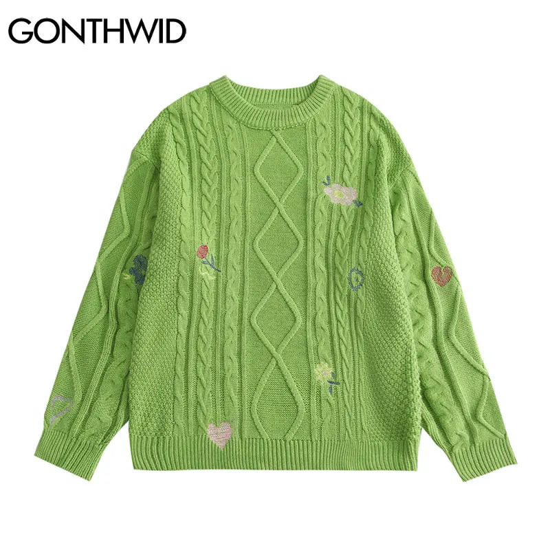 GONTHWID Sweaters Hip Hop Embroidery Flower Heart Knitted Jumpers Sweater Harajuku Loose Casual Streetwear Knitwear Fashion Tops
GONTHWID Sweaters Hip Hop Embroidery Flower Heart Knitted Jumpers Sweater Harajuku Loose Casual Streetwear Knitwear Fashion Tops