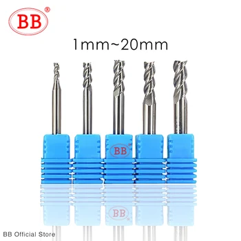 

BB 3 Flute Carbide Milling Cutter Tungsten End Mill CNC Tool 1 to 20mm HRC55 for Aluminum Fiberglass Acrylic Wood Copper Plastic