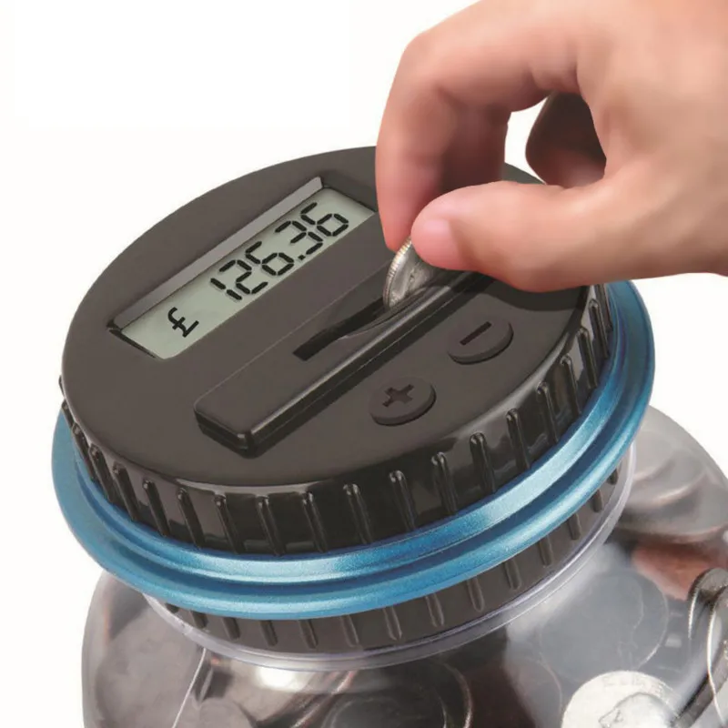 Electronic Piggy Bank Counter Coin 1.8L Digital LCD Counting Coin Money Saving Box Jar Coins Storage Box For USD EURO Money Gift