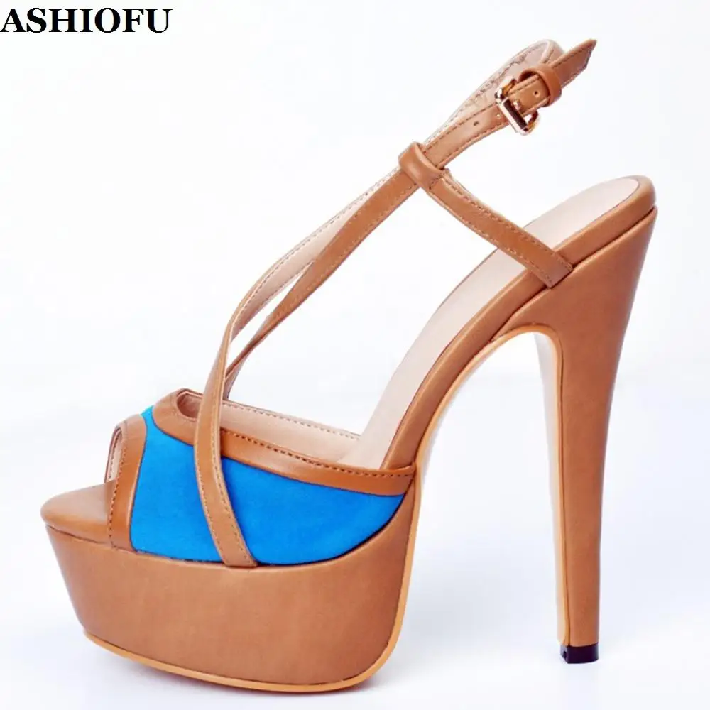 ASHIOFU Handmade Ladies High Heel Sandals X-straps Peep-toe Platform Shoes Patchwork Sexy Club Fashion Sandals Shoes XD097
ASHIOFU Handmade Ladies High Heel Sandals X-straps Peep-toe Platform Shoes Patchwork Sexy Club Fashion Sandals Shoes XD097