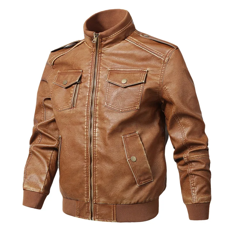 Men's Casual PU Leather Retro Large Size Stand Collar Leather Jacket Solid Color Loose-Fit Coat Men's
Men's Casual PU Leather Retro Large Size Stand Collar Leather Jacket Solid Color Loose-Fit Coat Men's