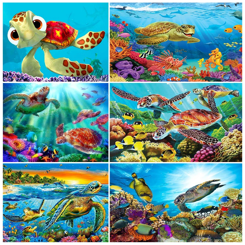 Peinture diamant thème animaux, broderie complète 5D, perles rondes, tortue, points de croix, strass, Kit de décoration, mosaïque, à faire soi-même Peinture diamant thème animaux, broderie complète 5D, perles rondes, tortue, points de croix, strass, Kit de décoration, mosaïque, à faire soi-même