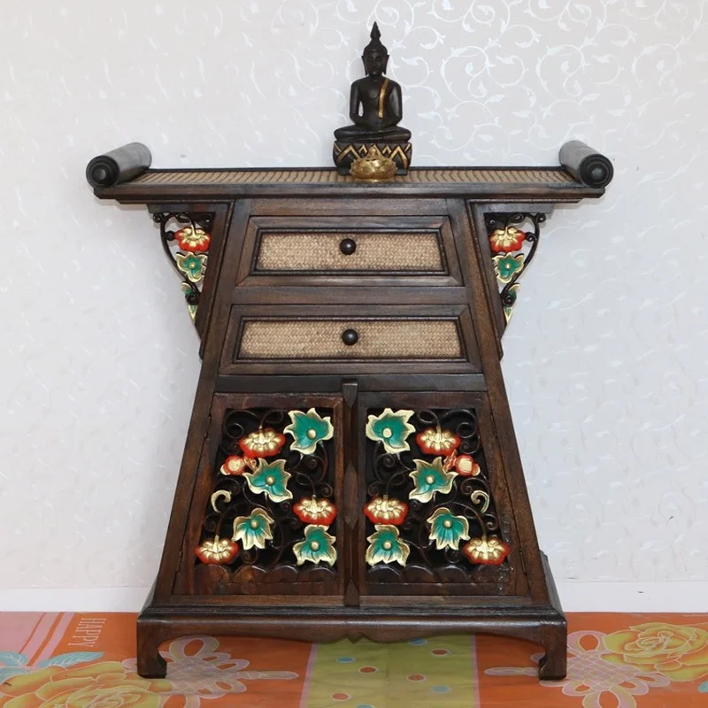 Entrance cabinet Buddha table Buddha niche Southeast Asian style decorative cabinet retro creative living room storage locker
Entrance cabinet Buddha table Buddha niche Southeast Asian style decorative cabinet retro creative living room storage locker