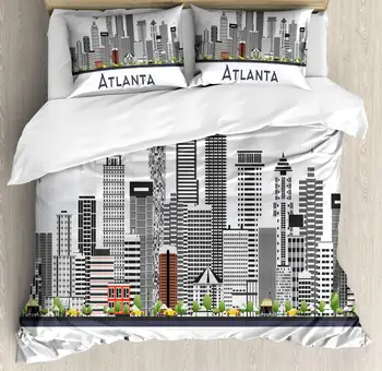 Georgia Duvet Cover Set Atlanta Skyline with Modern Architecture 3 Piece Bedding Set Dark Grey Pale Chocolate Peacock Green Dark
Georgia Duvet Cover Set Atlanta Skyline with Modern Architecture 3 Piece Bedding Set Dark Grey Pale Chocolate Peacock Green Dark
