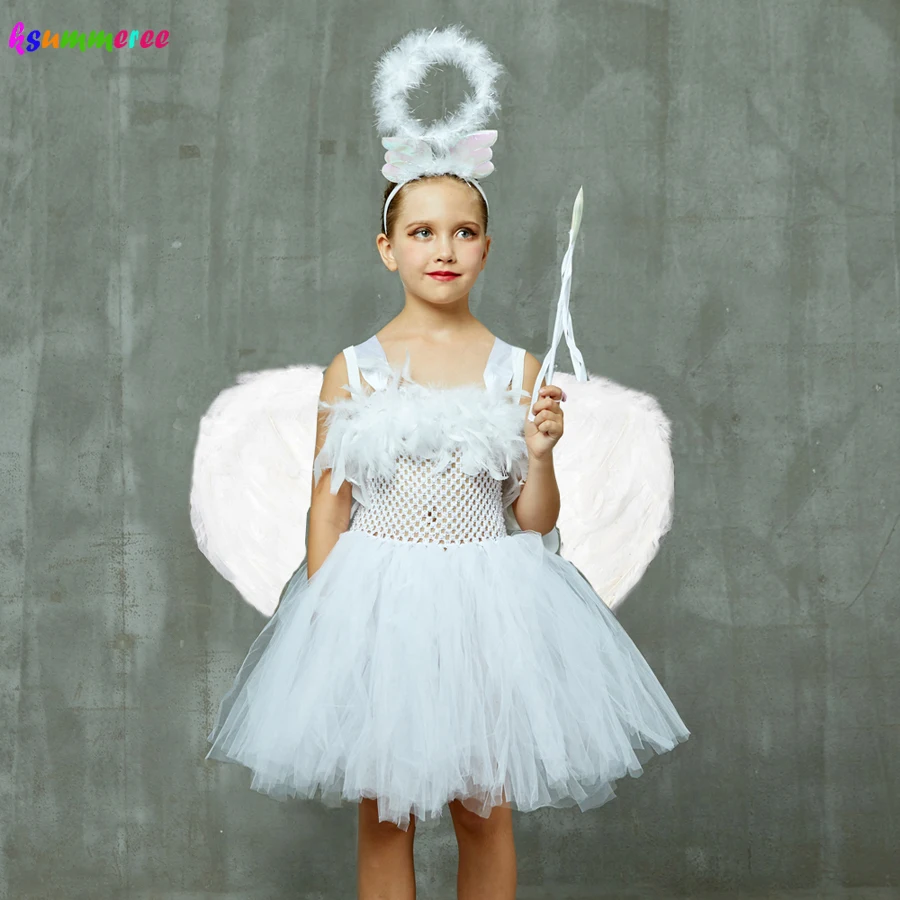 White Angel Girls Feather Tutu Dress Kids Halloween Birthday Party Costume Girl Christmas Nativity Dress with Wings Halo Outfit 
White Angel Girls Feather Tutu Dress Kids Halloween Birthday Party Costume Girl Christmas Nativity Dress with Wings Halo Outfit