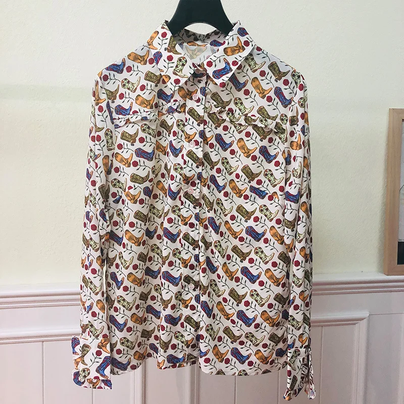 2019 Autumn and Winter Shirts New-style Long-sleeved Shirts Single-row Multi-button Print Blouse Women Shirts
2019 Autumn and Winter Shirts New-style Long-sleeved Shirts Single-row Multi-button Print Blouse Women Shirts