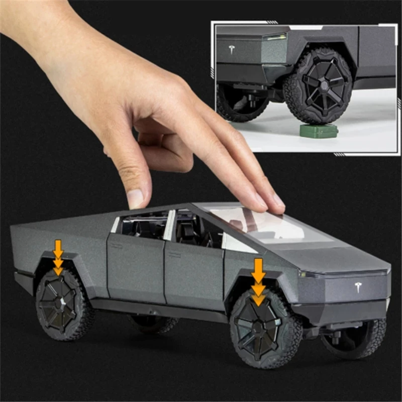 Фото 1:24 Tesla-Cybertruck пикап литая модель автомобиля из сплава игрушечный внедорожник
