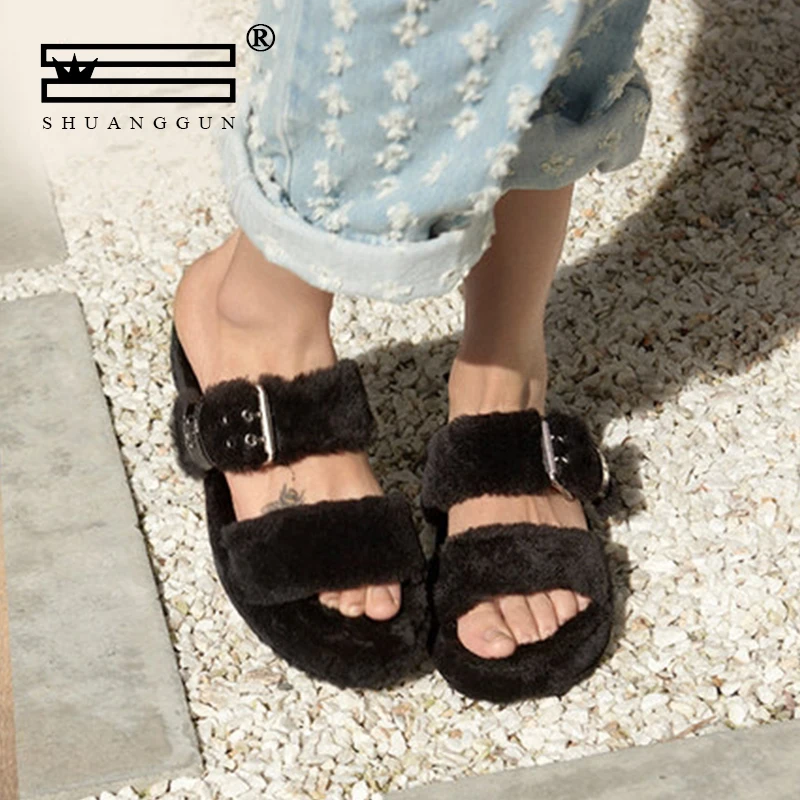 SHUANGGUN 2020 spring and summer fashion real fur one comfortable platform flat sandals ladies sandals
SHUANGGUN 2020 spring and summer fashion real fur one comfortable platform flat sandals ladies sandals