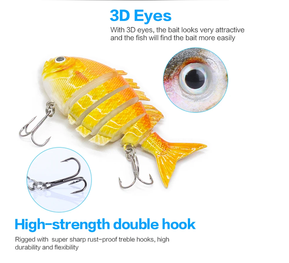 Description Picture 4 of item3.2" Bluegill Swimbait Fishing Lure 14g 6 Sections Sunfish Hard Bait Artificial Lifelike Bass Muskie Pike Fishing Tackle Pesca