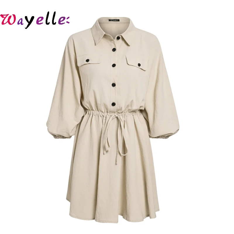 2019 Elegant Linen Dress Women Short Shirt Long Sleeve Cotton Dress Women Buttons Vintage Summer Solid Female Dresses
2019 Elegant Linen Dress Women Short Shirt Long Sleeve Cotton Dress Women Buttons Vintage Summer Solid Female Dresses
