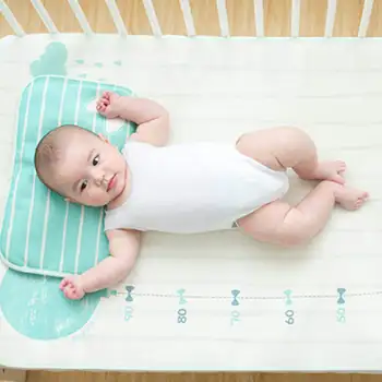 아기 여름 수면 아이스 실크 섬유 매트리스, 유아 침대 매트, 통기성, 시원한 신생아 침대, 베개 포함, 아래 패드