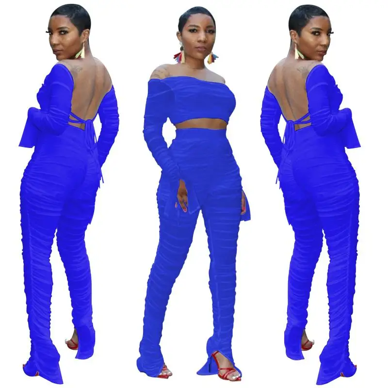Sexy Street Style Sets Long Sleeve Card Shoulder Dew Back Short Top Elastic Long Pants Pure Color Two Piece Sets
Sexy Street Style Sets Long Sleeve Card Shoulder Dew Back Short Top Elastic Long Pants Pure Color Two Piece Sets