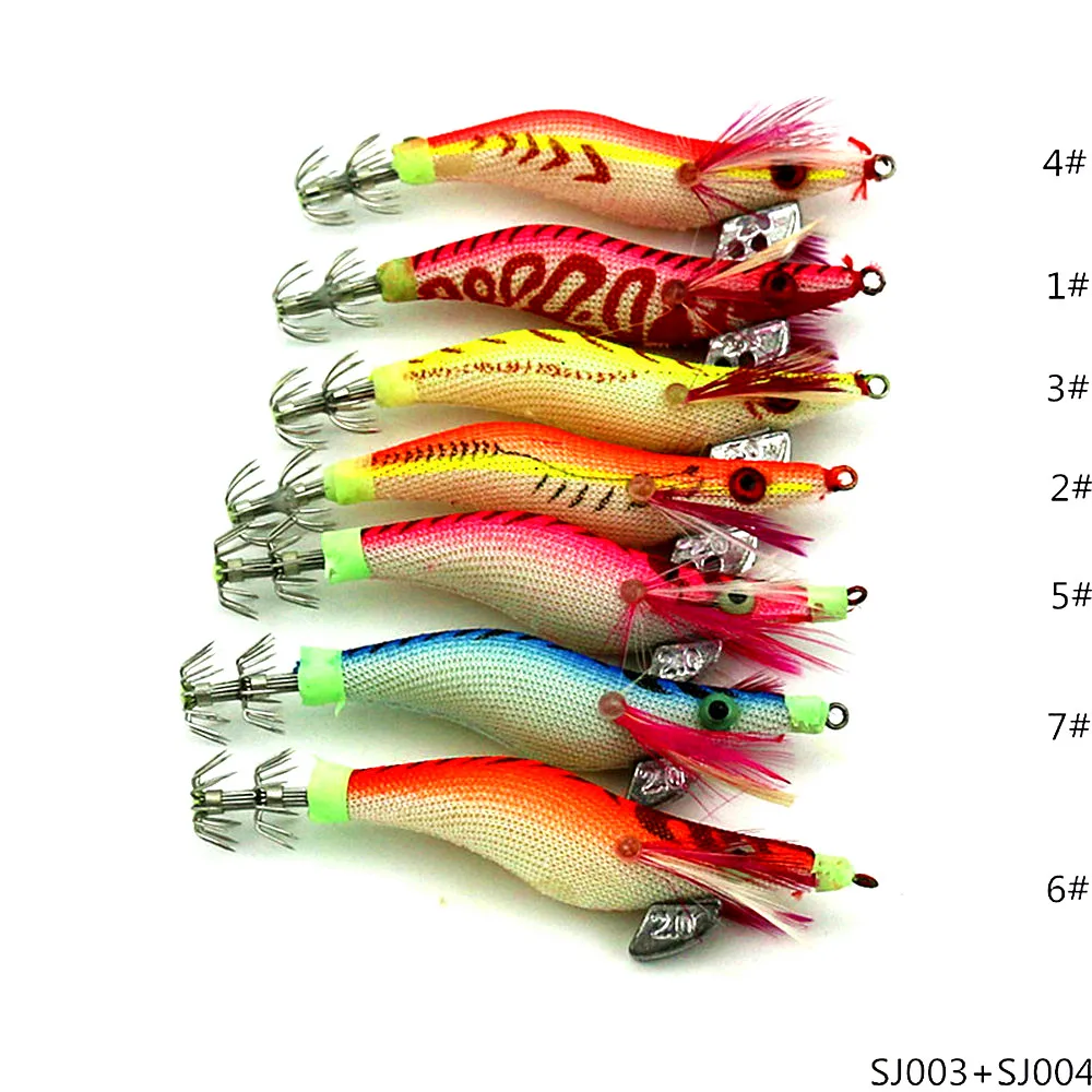 

1pc Squid Jig 8CM 7G Wood Shrimp Baits Fishing jig Lure #2.0 Wrapped Prawn Octopus Artificial Lures Octopus Pesca Wobbler