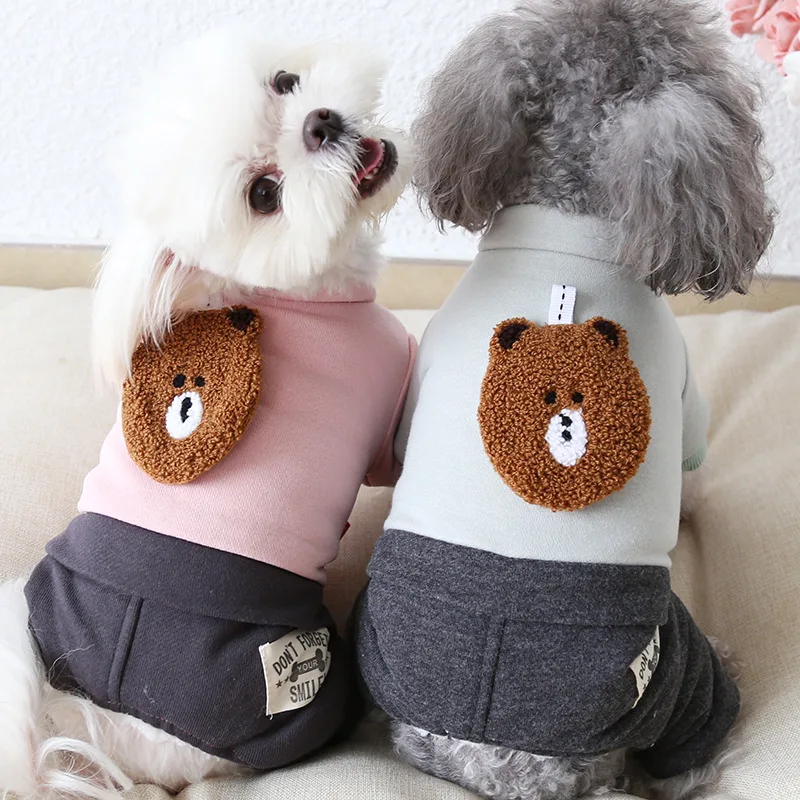 

Bear Cotton Dog Jumpsuits Bathrobe Pet Dog Clothes Winter Warm Dog Pajamas Thick Coats Clothing For Dogs Cat Yorkie Maltese