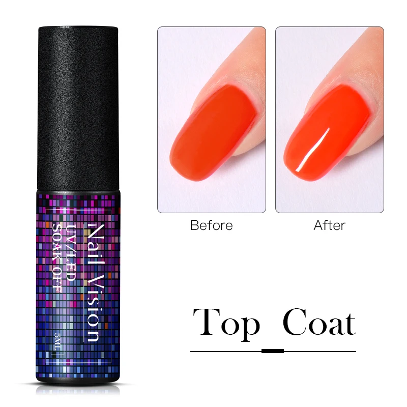 

Nail Vision Top Coat Gel Nail Polish UV 5ml Top Coat Varnishes Soak Off Long Lasting Primer Gel Lacquer Nail Art Manicure