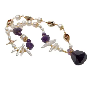 Freshwater Biwa Pearl Necklace natural Purple stone Perfume Bottle Pendant necklace for women Trendy Natural High Quality
Freshwater Biwa Pearl Necklace natural Purple stone Perfume Bottle Pendant necklace for women Trendy Natural High Quality