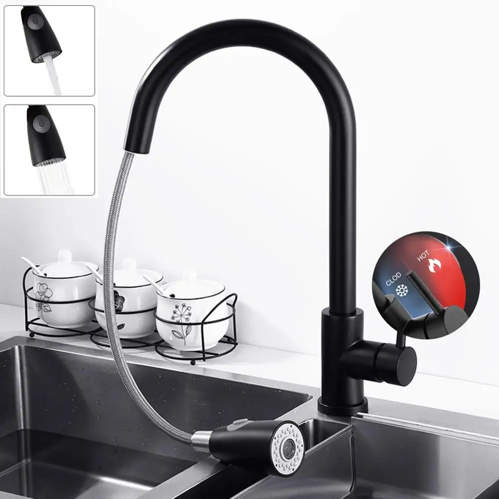 Kitchen Faucet Single Hole Pull Out Black Hot and Cool Kitchen Sink Mixer Tap Stream Sprayer Head 360 Rotation
Kitchen Faucet Single Hole Pull Out Black Hot and Cool Kitchen Sink Mixer Tap Stream Sprayer Head 360 Rotation