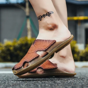 2020 comfortable slippers non-slip men's summer Baotou code half drag soft bottom wear leather cool leather sandals drag the big
2020 comfortable slippers non-slip men's summer Baotou code half drag soft bottom wear leather cool leather sandals drag the big