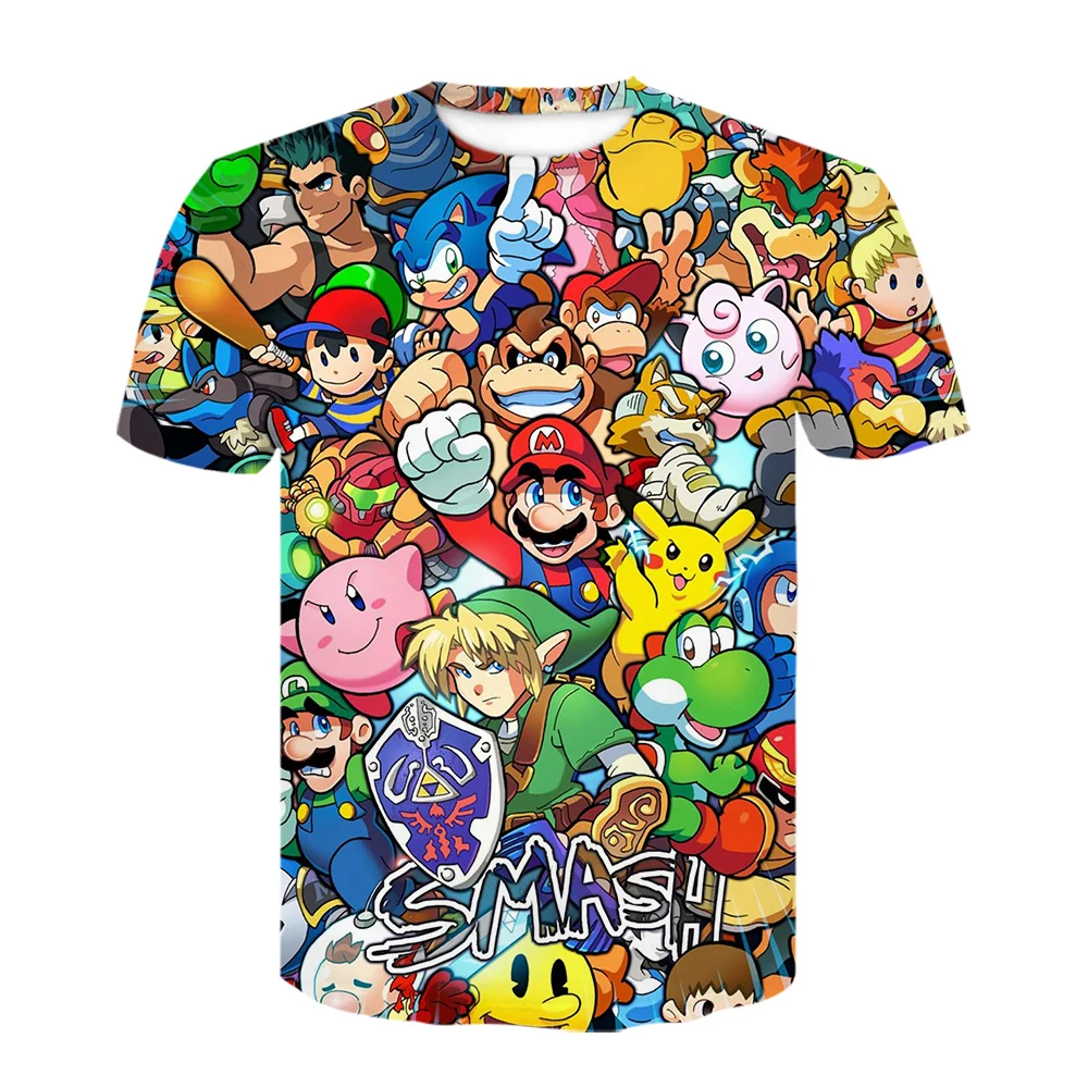 

Super Smash Bros Mario Pokemon Go 3D Print Tshirt Boys Girls Tops Tees Clothes Funny T-shirt Kids Baby Shirt camiseta bossa nova