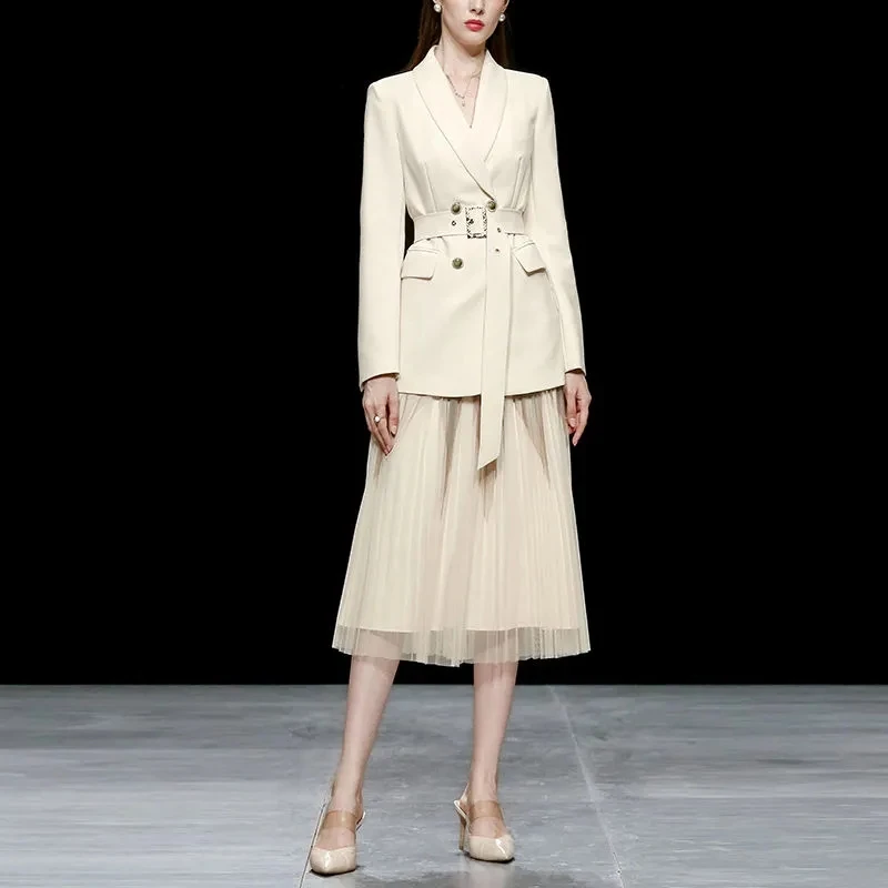 Women's Spring & Autumn Patchwork Blazer Dress Two Pieces Set Fashion Suits Office Elegant Lady Button Dress Sets With Sashes
Women's Spring & Autumn Patchwork Blazer Dress Two Pieces Set Fashion Suits Office Elegant Lady Button Dress Sets With Sashes