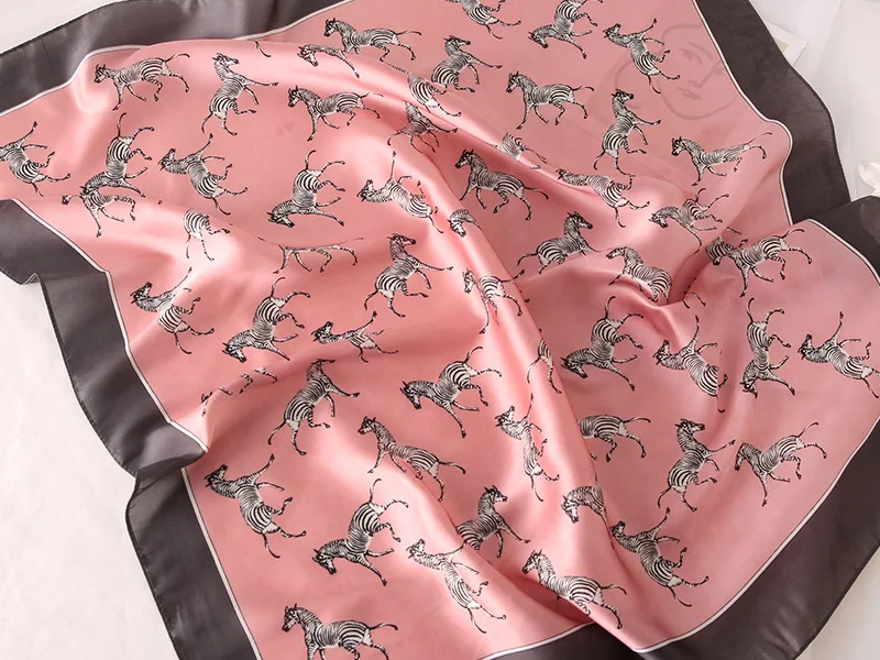Luxury Silk Plaid Scarf - Soft Satin Neck Tie Hair Band for Women