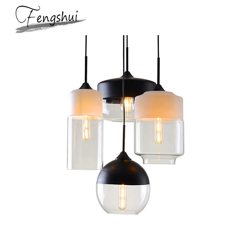 Modern LED Pendant Lights Lighting Black/White Clear Glass Lampshade Loft Pendant Lamp E27 Dinning Room Home Deco Light Fixture
Modern LED Pendant Lights Lighting Black/White Clear Glass Lampshade Loft Pendant Lamp E27 Dinning Room Home Deco Light Fixture