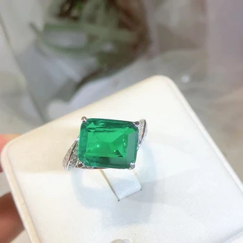 Top Quality 925 Sterling Silver Wedding Green Natural Emerald Party Fashion Wild Noble Ring Jewelry Female Big Green Silver Ring 
Top Quality 925 Sterling Silver Wedding Green Natural Emerald Party Fashion Wild Noble Ring Jewelry Female Big Green Silver Ring