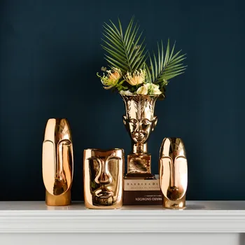 NORDIC LUXURIOUS ABSTRACTION PLATING GOLD HUMAN FACE CERAMICS VASE CREATIVE SHOP SHOWCASE DECORATION FLOWER POT FIGURINES X3101
NORDIC LUXURIOUS ABSTRACTION PLATING GOLD HUMAN FACE CERAMICS VASE CREATIVE SHOP SHOWCASE DECORATION FLOWER POT FIGURINES X3101