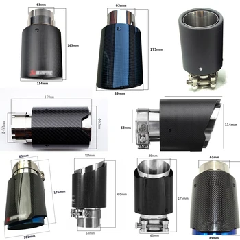 Car Glossy Exhaust System Muffler Pipe Tip Crimping Universal SUV Black Matte Carbon fibre Stainless Steel Mufflers Decorations