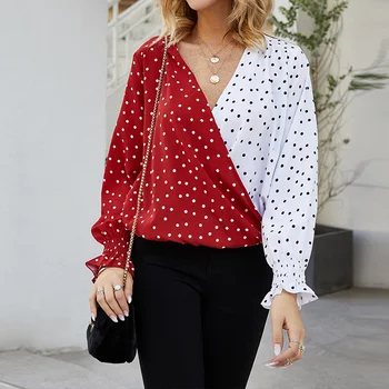 2020 Women New Blouse Spring Color Block Patchwork polka Dot Shirt Long-sleeved Casual Shirt Female Chiffon Shirts
2020 Women New Blouse Spring Color Block Patchwork polka Dot Shirt Long-sleeved Casual Shirt Female Chiffon Shirts