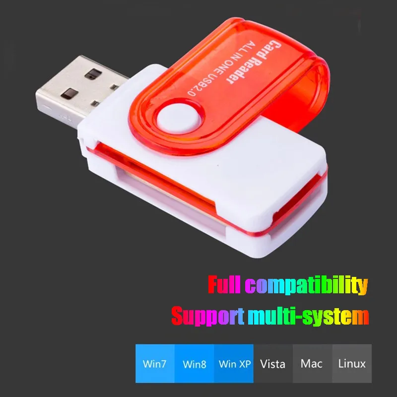 Portable multi-functional miniature USB 2.0 memory card rotary reader adapter universal multi-in-one high-speed USB TF readerccc
Portable multi-functional miniature USB 2.0 memory card rotary reader adapter universal multi-in-one high-speed USB TF readerccc