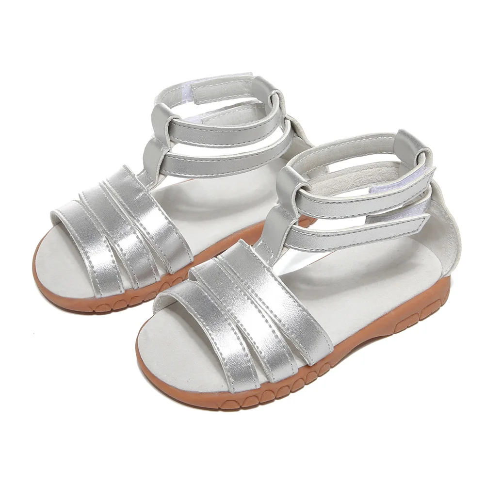 Girls Rome Sandals Silver Mid-top Soft Sweat Absorbing Anti-slip Double Velcro Open Toe CHILDREN'S Shoes 2019 Summer
Girls Rome Sandals Silver Mid-top Soft Sweat Absorbing Anti-slip Double Velcro Open Toe CHILDREN'S Shoes 2019 Summer