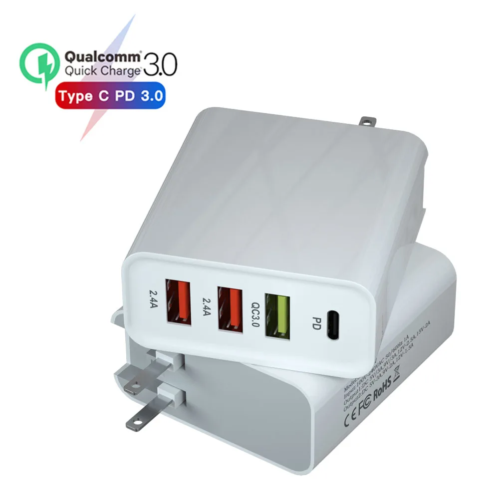 5A 48W Quick Charge 3.0 +PD Dual Port Type-C Travel EU/US Plug Wall USB Charger Adapter for iPhone Huawei Xiaomi Samsung
5A 48W Quick Charge 3.0 +PD Dual Port Type-C Travel EU/US Plug Wall USB Charger Adapter for iPhone Huawei Xiaomi Samsung