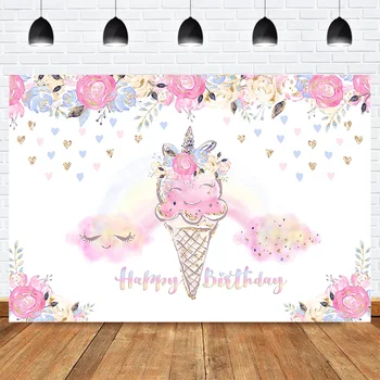 Ice Cream Unicorn Birthday Backdrop Cartoon Cloud Unicorn Flowers Birthday Party Banner Background Heart Newborn Girl Backdrops 
Ice Cream Unicorn Birthday Backdrop Cartoon Cloud Unicorn Flowers Birthday Party Banner Background Heart Newborn Girl Backdrops