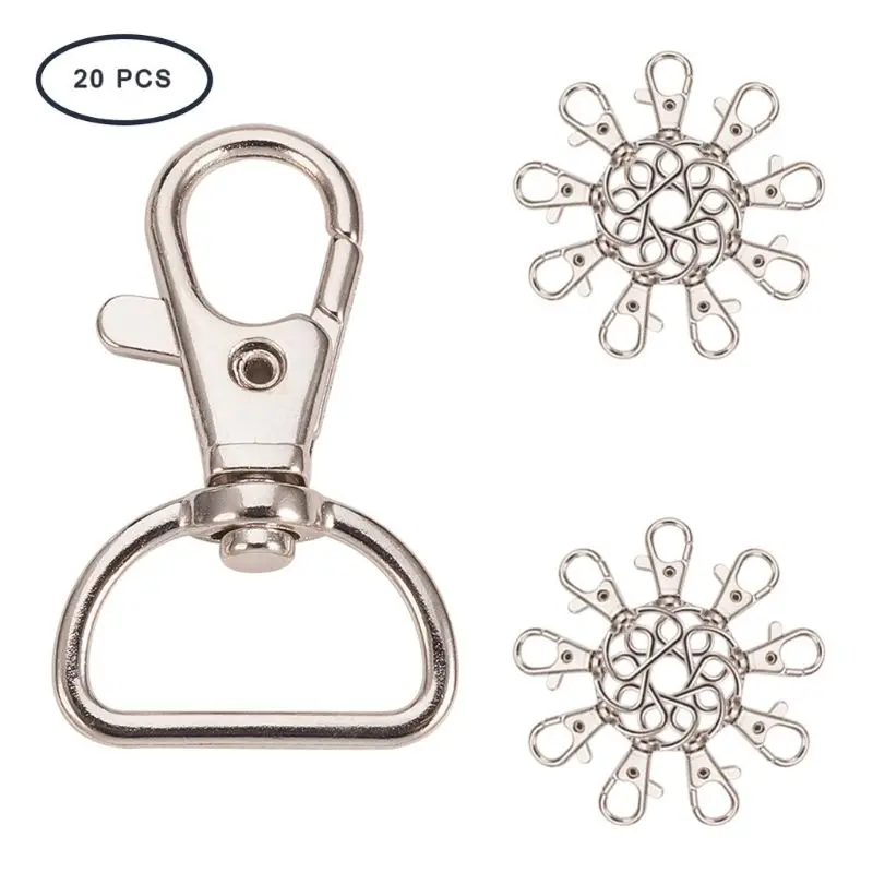 20Pcs 360° Swivel Trigger Snap Hooks Lobster Claw Clasp D Ring Keychain Findings U4LF
20Pcs 360° Swivel Trigger Snap Hooks Lobster Claw Clasp D Ring Keychain Findings U4LF