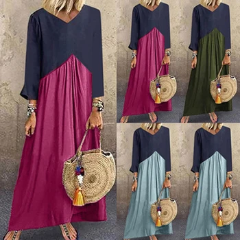 Female Autumn Dress Casual V-Neck Patchwork Dresses Fashion Wrist Sleeve Beach Maxi Party Dress Vestidos Fall 2019
Female Autumn Dress Casual V-Neck Patchwork Dresses Fashion Wrist Sleeve Beach Maxi Party Dress Vestidos Fall 2019