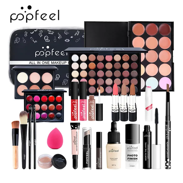 POPFEEL ALL IN ONE makeup kit (eyeshadow, lip gloss,lipstick,makeup brushes,eyebrow,concealer)with makeup bag
POPFEEL ALL IN ONE makeup kit (eyeshadow, lip gloss,lipstick,makeup brushes,eyebrow,concealer)with makeup bag