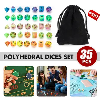 35Pcs Polyhedral Dices for DND RPG MTG Dungeons and Dragons + Storage Bag for RPG Dungeons and Dragons Board Game D4,D6,D8,D10 
35Pcs Polyhedral Dices for DND RPG MTG Dungeons and Dragons + Storage Bag for RPG Dungeons and Dragons Board Game D4,D6,D8,D10