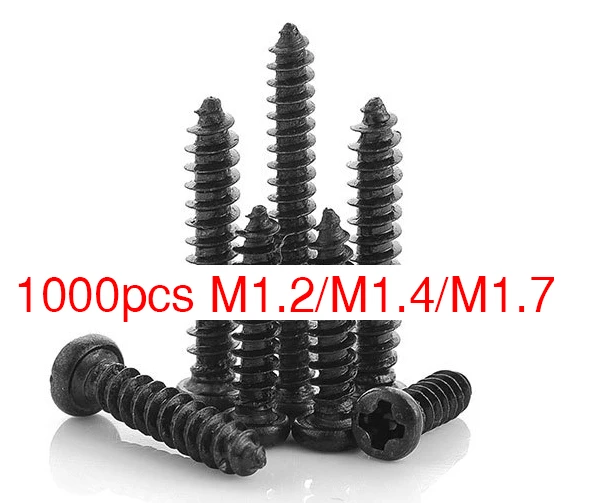 1000Pcs Self Tapping Screws M1.2/1.4/1.7*3/4/5/6/8/10/12Phillips Head Micro Screws Round Head Self-tapping Electronic Screws
1000Pcs Self Tapping Screws M1.2/1.4/1.7*3/4/5/6/8/10/12Phillips Head Micro Screws Round Head Self-tapping Electronic Screws