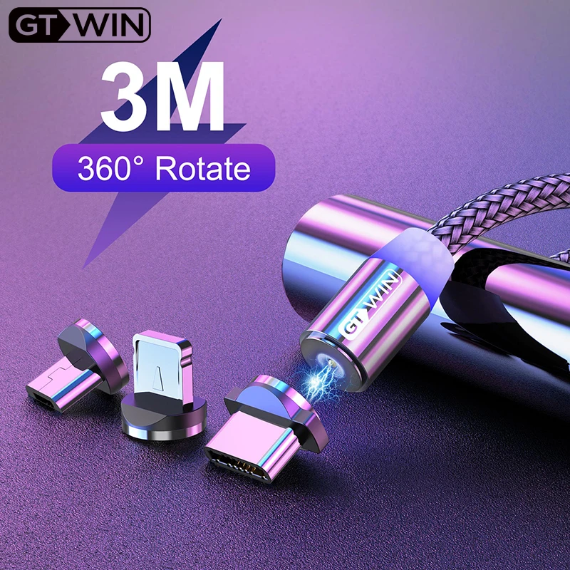 GTWIN Magnetic USB Cable 3M For iPhone 7 8 Plus Charger Magnet Type C Fast Charging LED Micro USB Cord For Samsung Galaxy A50
GTWIN Magnetic USB Cable 3M For iPhone 7 8 Plus Charger Magnet Type C Fast Charging LED Micro USB Cord For Samsung Galaxy A50